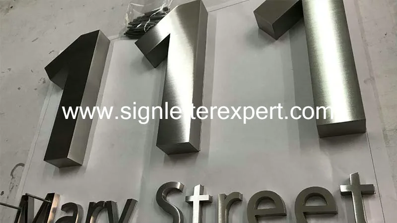 Satin stainless steel number signs
