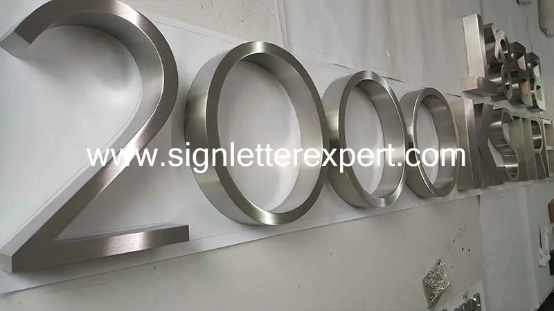 Satin stainless steel number signs