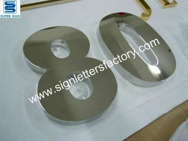 Polished Stainless Steel Sign Numbers 02 made by Super Sign