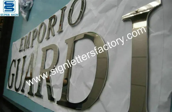 Flat Cut Polished Stainless Steel Letter 07 made by Super Sign