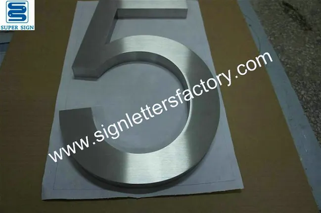 Fabricated Brushed Stainless Steel Numbers 34 made by Super Sign