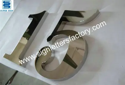 Polished Stainless Steel Sign Numbers 02