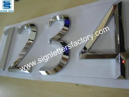 3D Polished Stainless Steel Letters and Numbers 01
