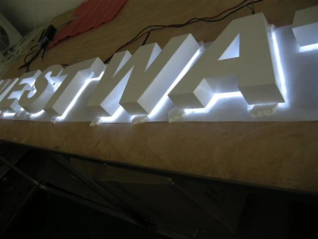 Backlit LED letters 08 — additional workshop photograph of the finished letter