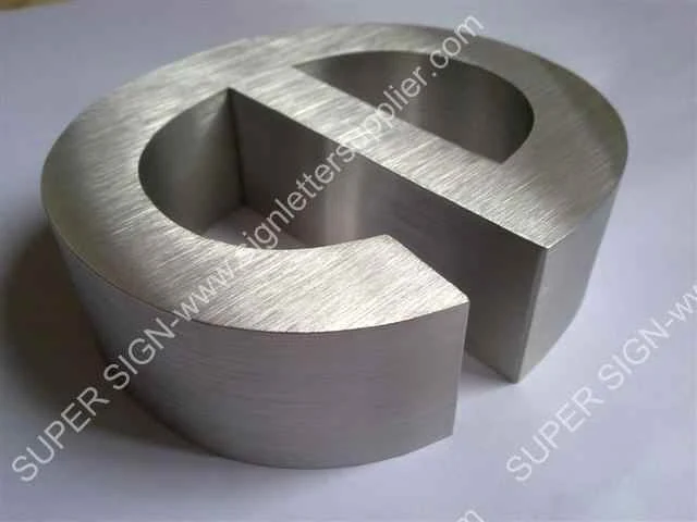 Brushed stainless steel letters 01 — additional workshop photograph of the finished letter