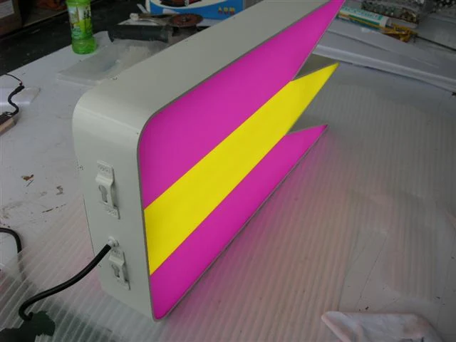 Double-sided LED flag sign 05 — additional workshop photograph of the finished letter