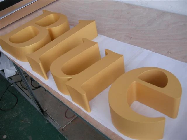 Fabricated stainless steel letters 19 — additional workshop photograph of the finished letter