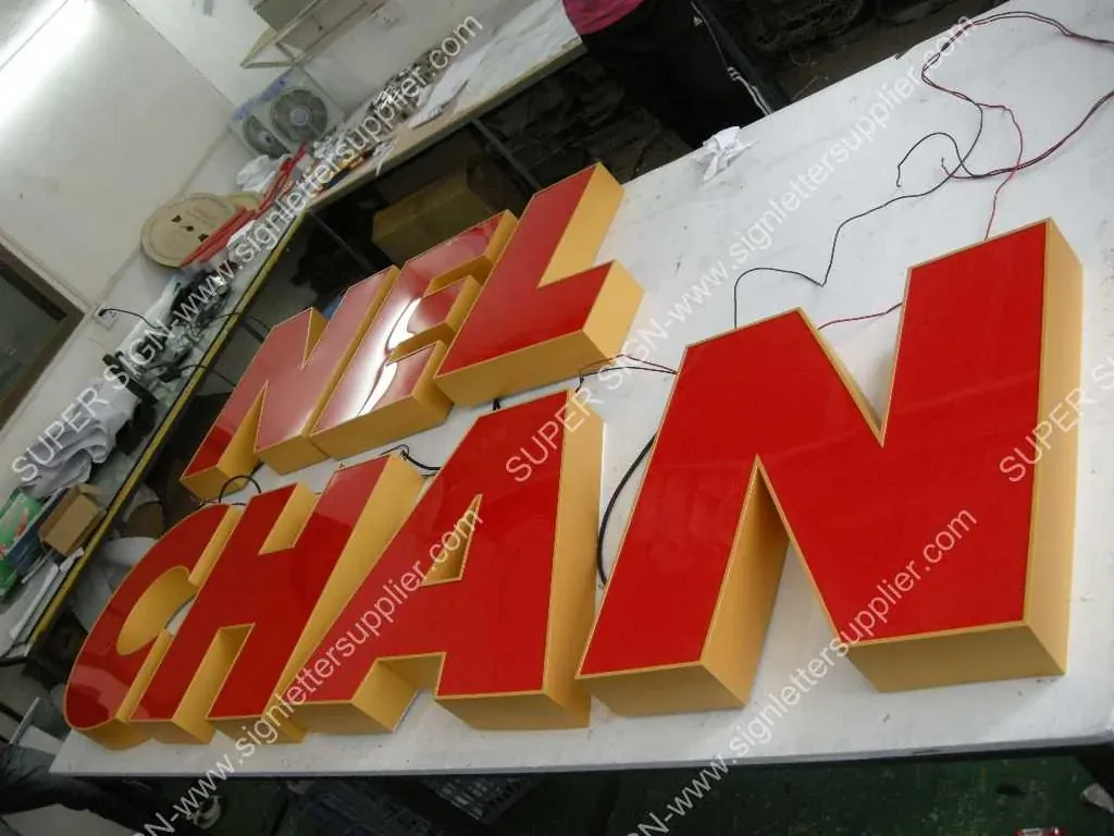Frontlit LED letters 03 — additional workshop photograph of the finished letter