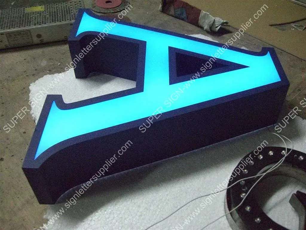 Frontlit LED letters 09 — additional workshop photograph of the finished letter