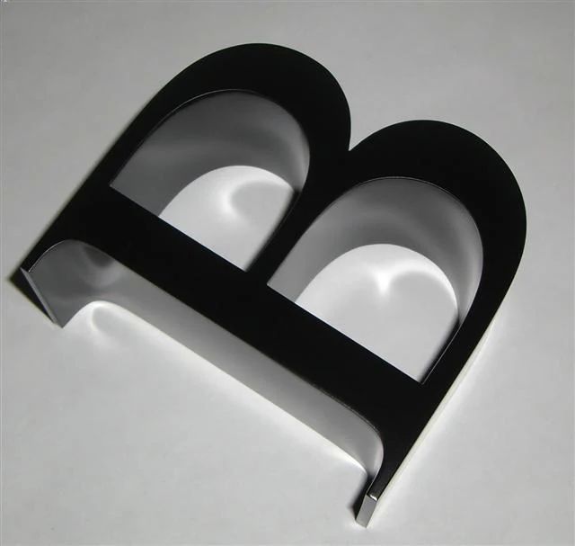 Painting color fabricated metal letters 22 — additional workshop photograph of the finished letter