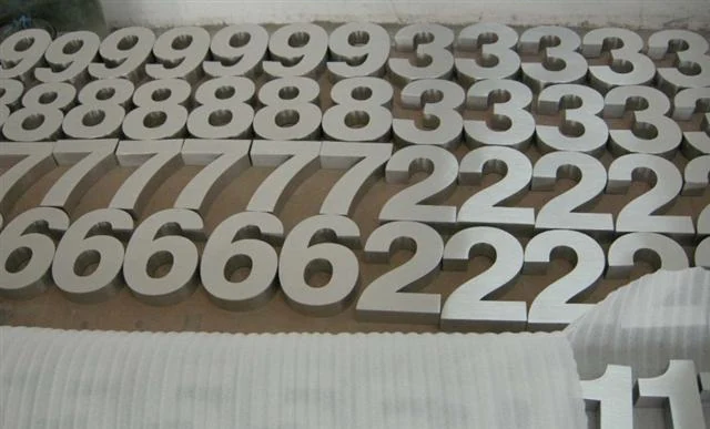 Satin stainless steel letters 11 — additional workshop photograph of the finished letter