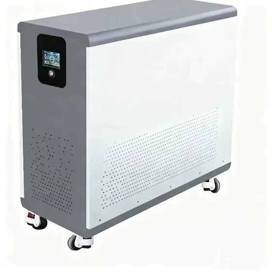 51.2V 600Ah 30 kWh floor-standing LiFePO4 home storage battery on castors