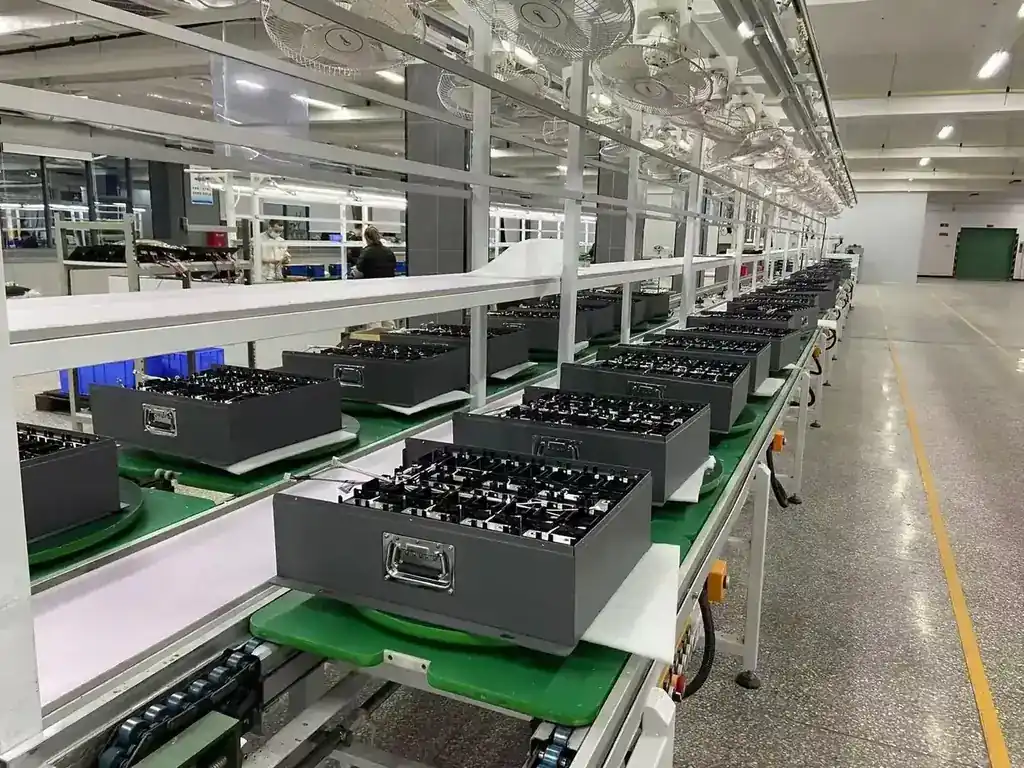 Lithium battery module assembly line at the Sike Power factory in Shenzhen