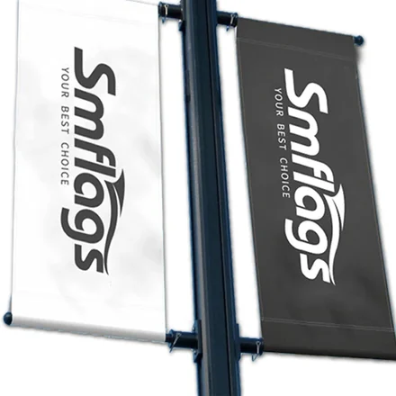 Avenue banner with wind slit cut to reduce wind load
