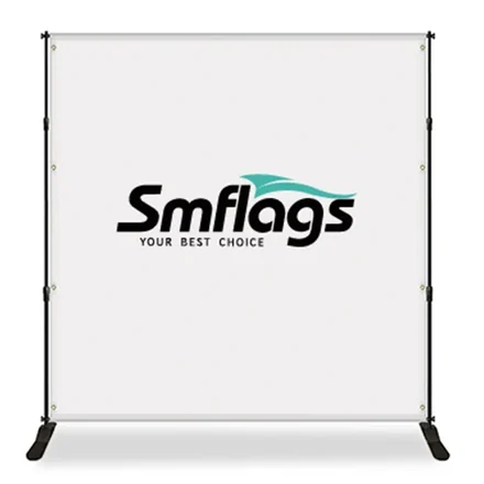 Close-up of the top and bottom pole sleeves with side grommets on a 250g knit polyester banner
