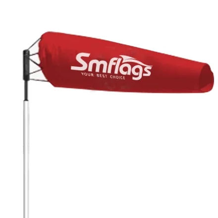 Windsock flag with hemmed edges and grommets, laid flat for inspection