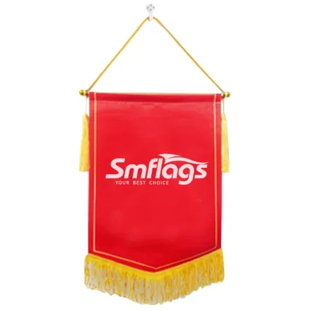Podium banner with grommets, Velcro, and spear end on a lectern