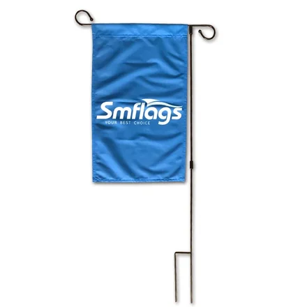 Close-up of a garden flag showing the pole sleeve sewn into the top edge