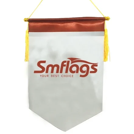 Close-up of a podium banner with PMS colour match and heat-cut edges