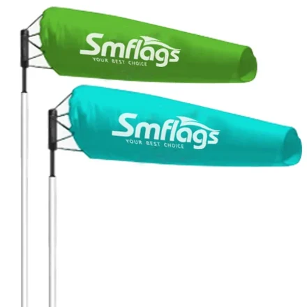 Windsock flag with grommets around the large opening, showing fabric texture