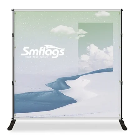 Backdrop banner stand folded and stored in a carrying bag for transport