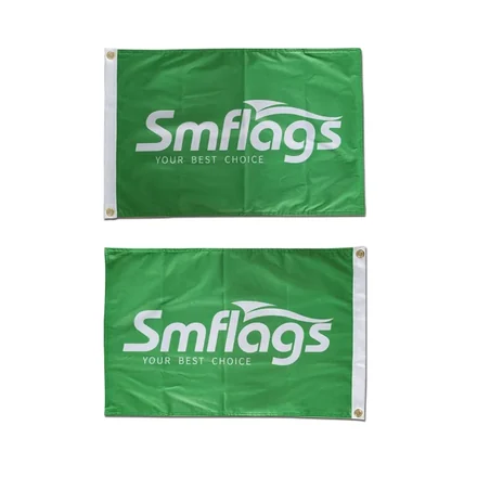 Golf flag in pennant shape with double-sided print and block-out liner