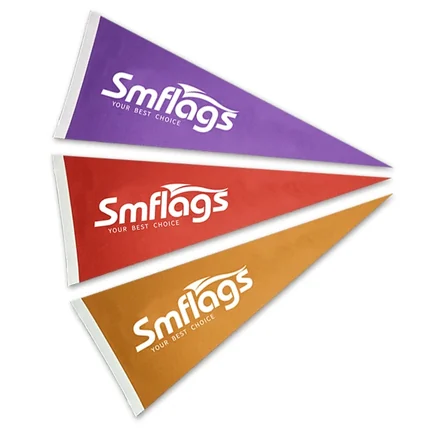 Close-up of a soft felt pennant with detailed logo and PMS colour match