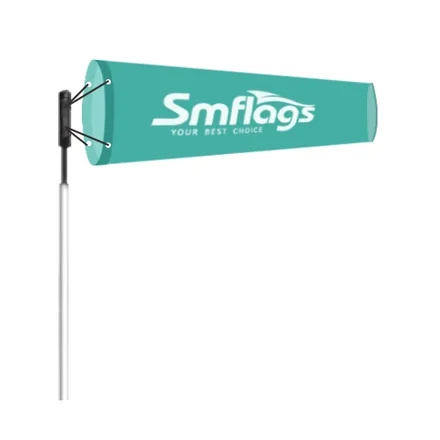 Conical windsock flag in full colour on 100D polyester, mounted on a pole