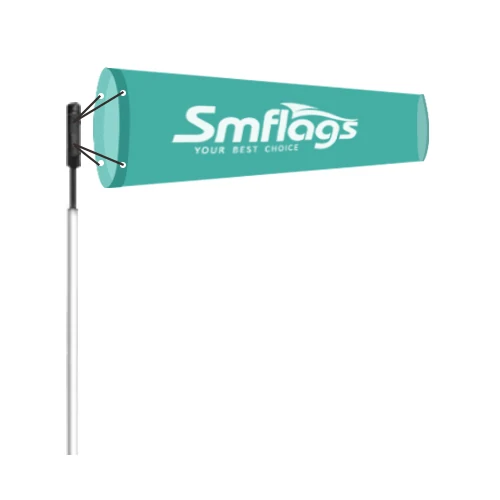 Conical windsock flag in full colour on 100D polyester, mounted on a pole