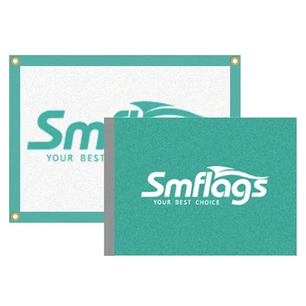 Custom printed felt banner in 300g stiff felt with brass grommets and felt border
