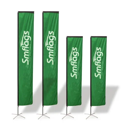 Rectangular flag base options including cross base, flat base, and ground spike