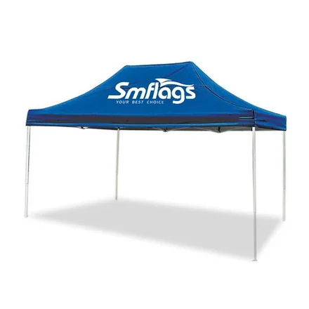 Tent with full wall and roof printed in full colour with custom logo and branding