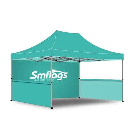 10FT x 15FT advertising tent with full walls and premium hex frame set up outdoors