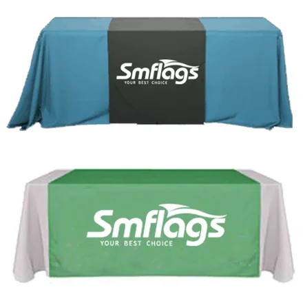 Table runner folded and placed in a compact bundle for transport