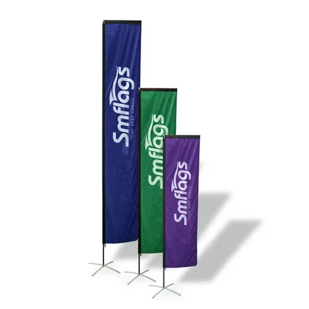 Sectional aluminium poles for rectangular banner flags laid out