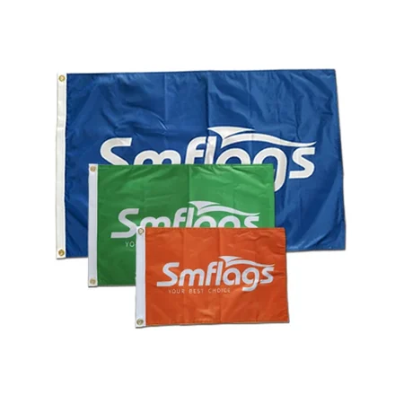 Golf flag in rectangle shape with canvas header and grommets, ready for indoor hanging