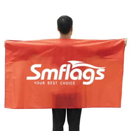 Body flag laid flat with printed logo and fabric texture visible