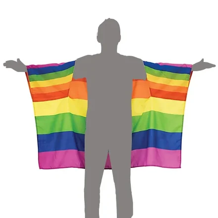 Close-up of a body flag showing the sewn arm holes and hemmed edges