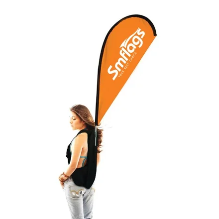 Backpack flag in rectangle style with double-sided print and block-out liner