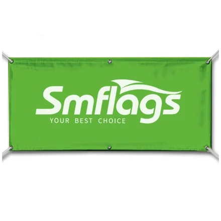 Vinyl banner folded and stored in a protective bag with hardware
