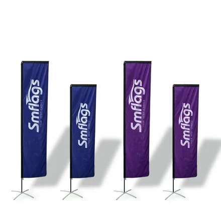 Rectangular flag folded into black carrying bag with all hardware included