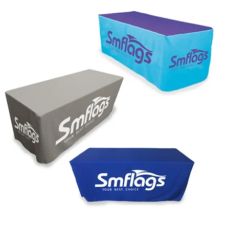 Fitted table cover folded and stored in a protective bag