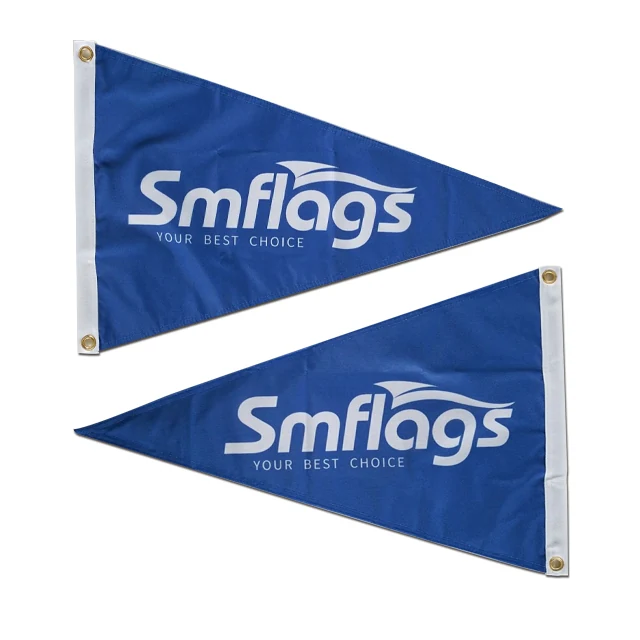 Row of boat flags in different shapes: rectangle, swallowtail, pennant, triangle, and burgee