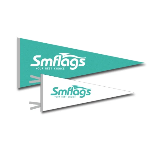 Custom printed stiff felt pennants in triangle shape with bold team logo