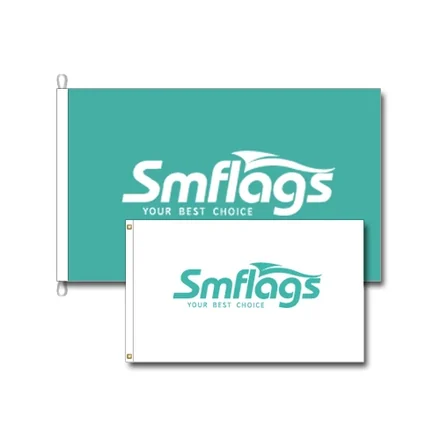 Custom printed rectangular flag on 110g knit polyester with fabric pole sleeve