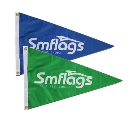 Golf flags in three shapes—rectangle, pennant, swallowtail—displayed side by side