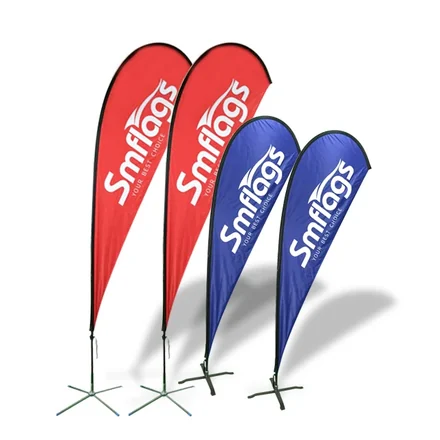 Sectional fibreglass teardrop flag pole sections laid out