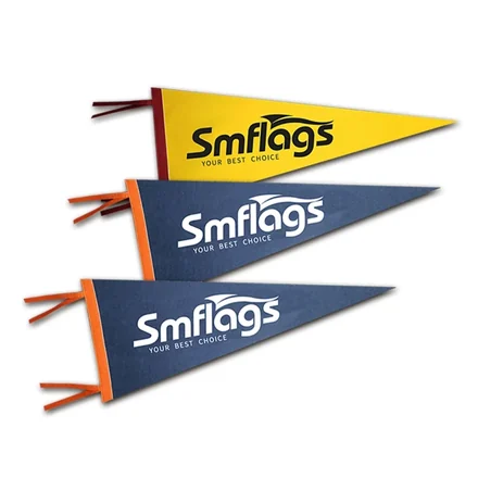 Custom-shaped soft felt pennant with intricate design and full colour print
