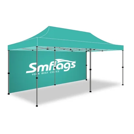 10FT x 20FT custom advertising tent with full wall and premium HEX aluminium frame set up outdoors