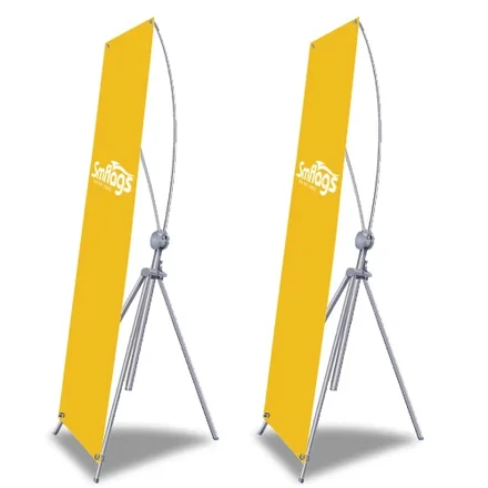Adjustable size range shown with banner at 24in x 63in and 30in x 72in